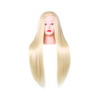 Human and synthetic blend wigs white  makeup doll head 613
